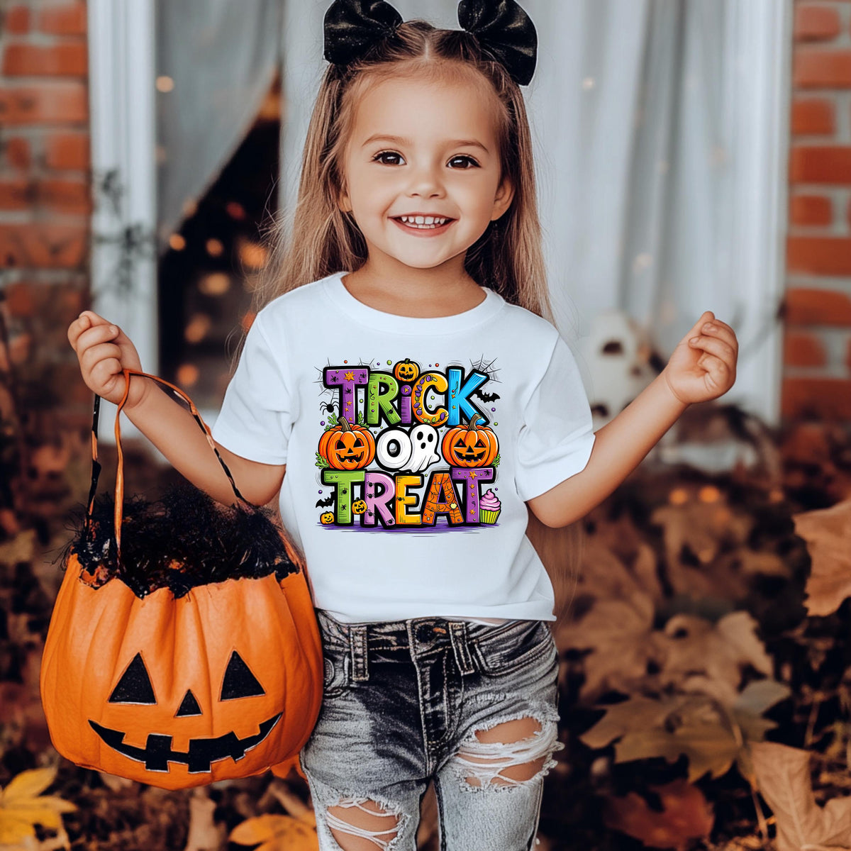 Halloween Kids T-Shirt |  Trick or Treat Design on Softstyle Premium Tee | UK Free Tracked Post