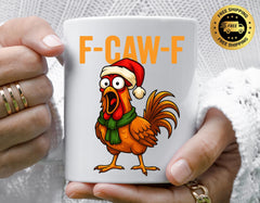 Funny Christmas Mug - Santa Hat F-Caw-F Design - Free UK Tracked Postage