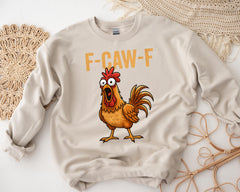 F-Caw-F Funny Chicken Sweatshirt - Unisex Graphic Gildan Heavyweight Jumper: Tracked UK Shipping