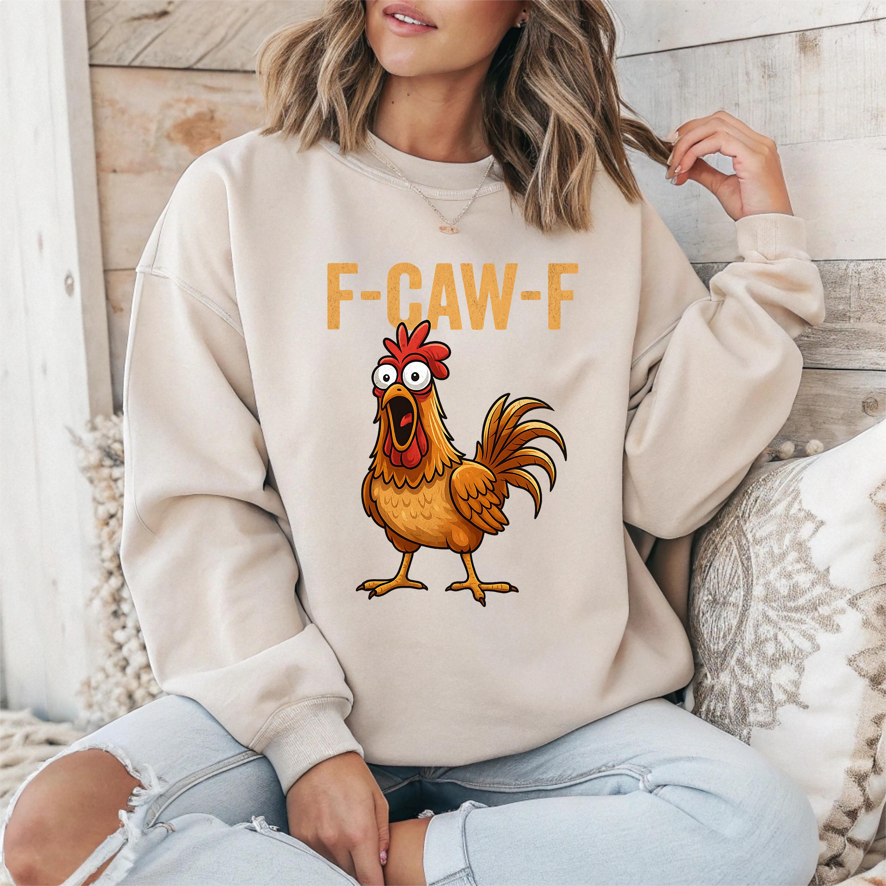 F-Caw-F Funny Chicken Sweatshirt - Unisex Graphic Gildan Heavyweight Jumper: Tracked UK Shipping