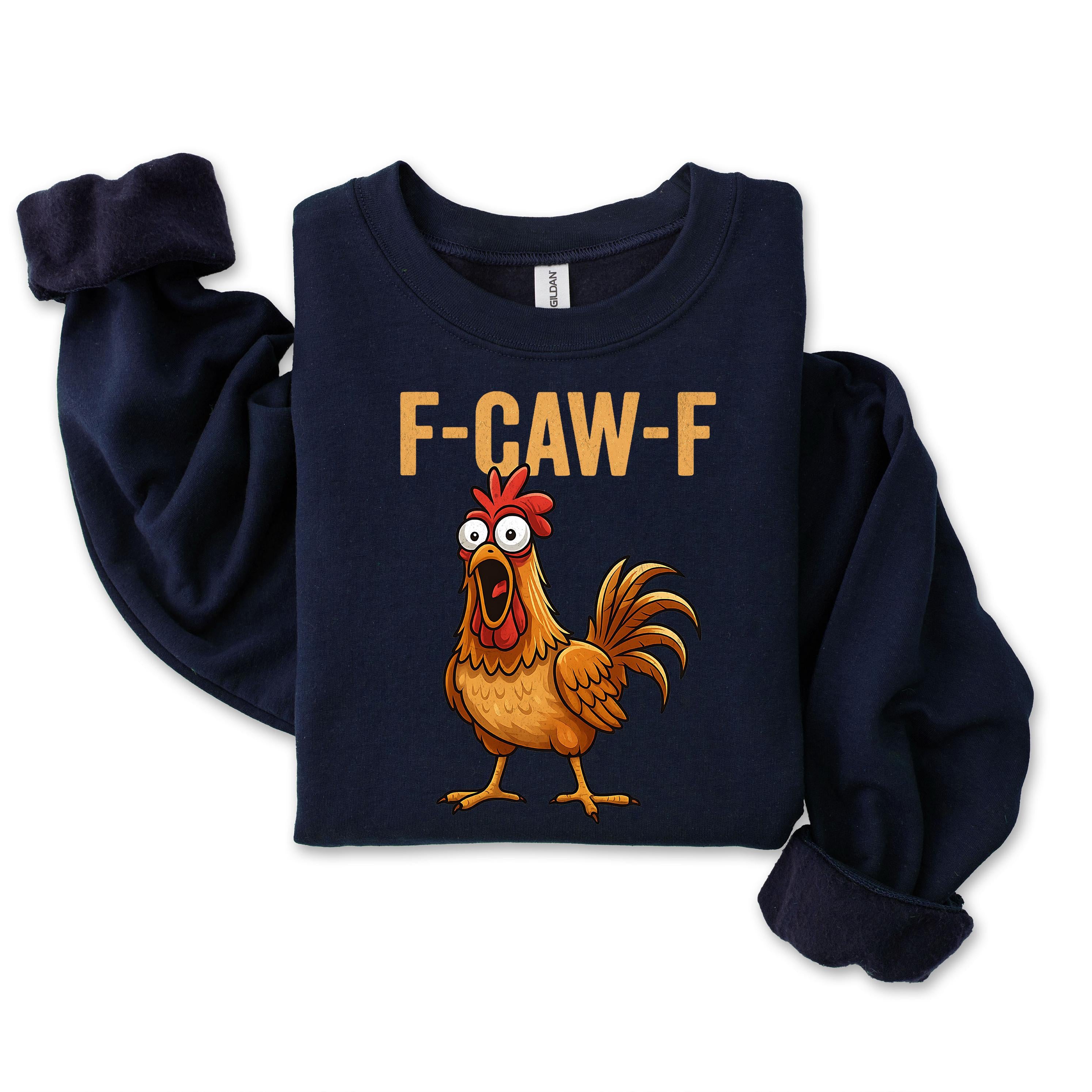 F-Caw-F Funny Chicken Sweatshirt - Unisex Graphic Gildan Heavyweight Jumper: Tracked UK Shipping