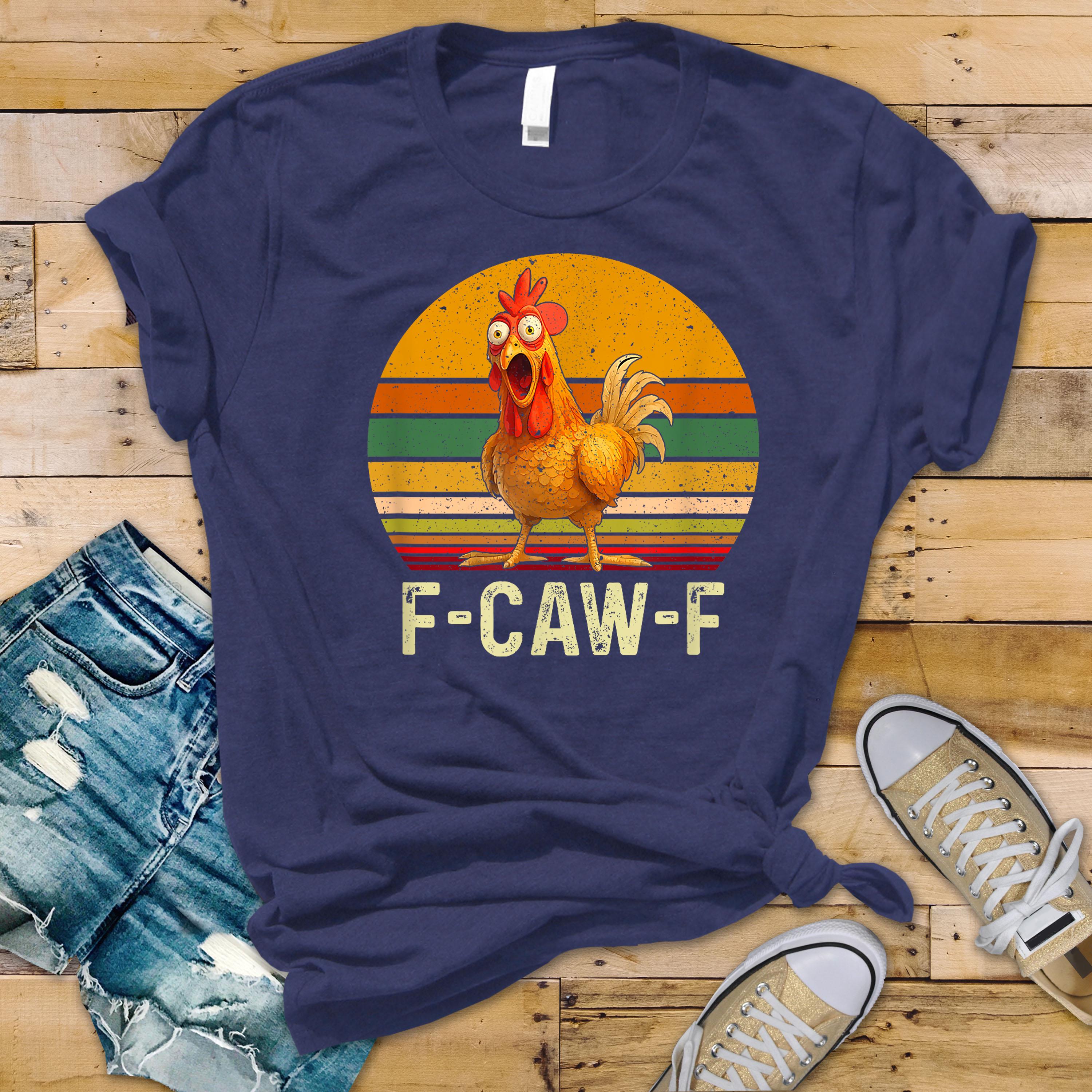 F-Caw-F T-Shirt - Funny Stripe Circle Chicken Unisex Graphic Tee: Tracked UK Shipping