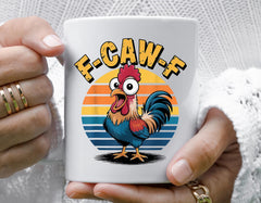 F-Caw-F Mug - Funny Circle Chicken Unisex Graphic Design - Fast UK Tracked Postage