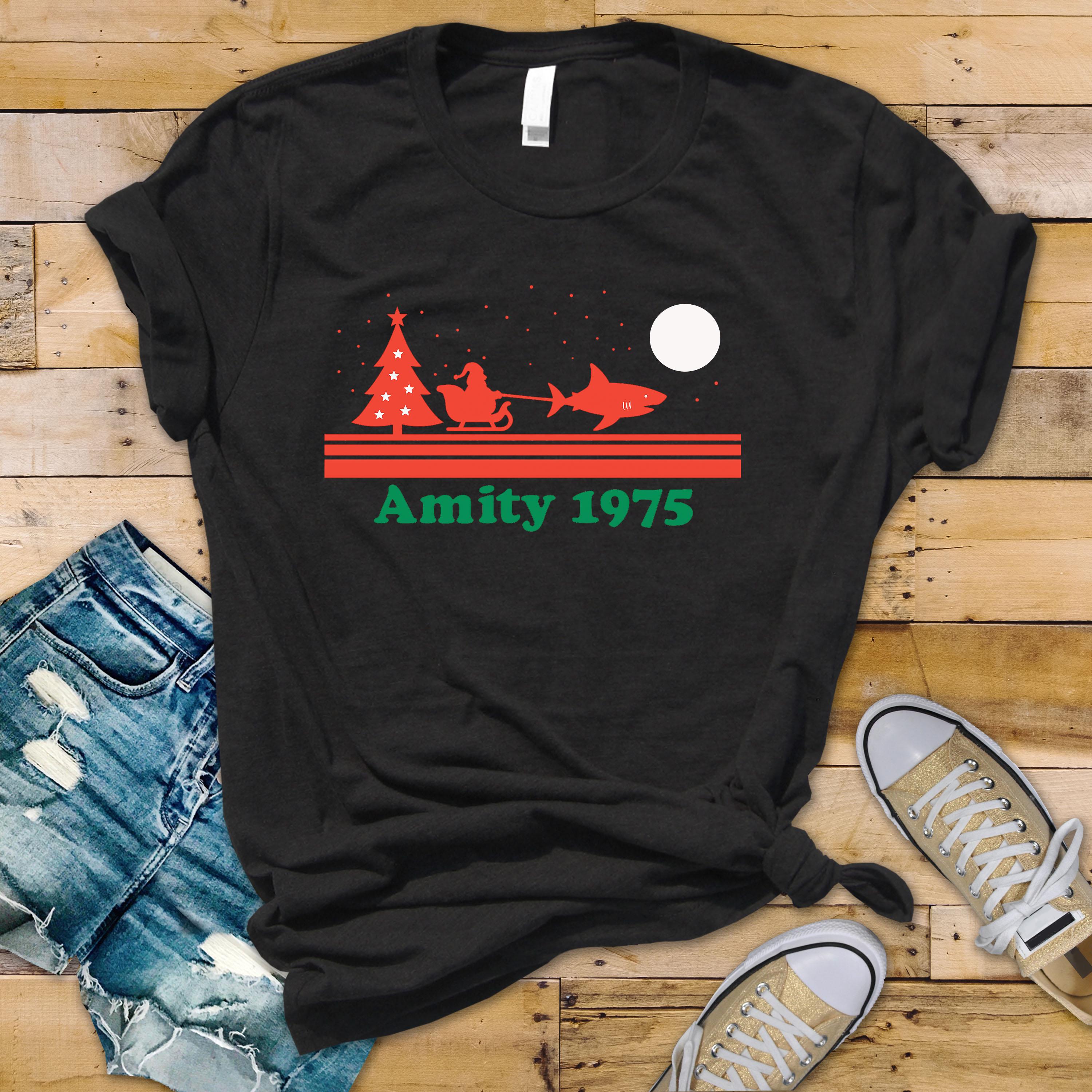 Amity 1975 Movie Christmas Shirt - Funny Jaws Graphic, Unisex Softstyle