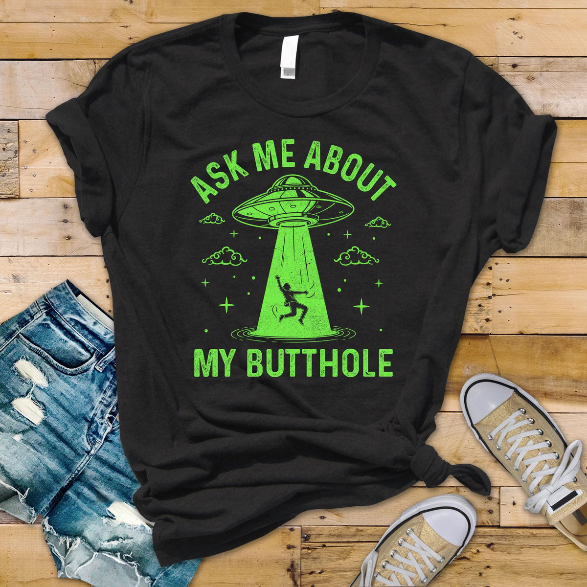Funny T-Shirt - Alien Abduction Design - Supersoft Premium Tee