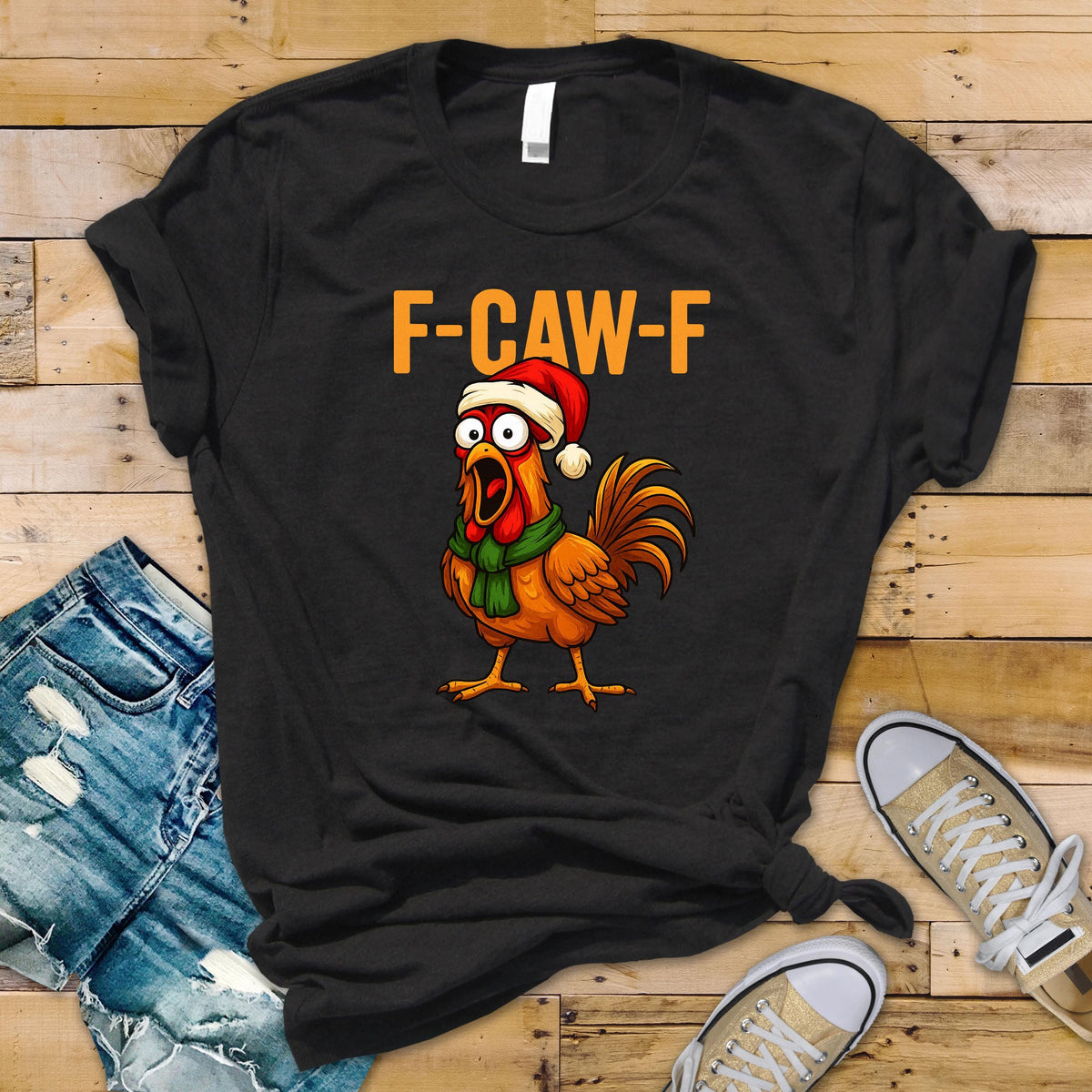 Christmas Shirt - F-Caw-F Funny Chicken Unisex Graphic Tee: Tracked UK Shipping