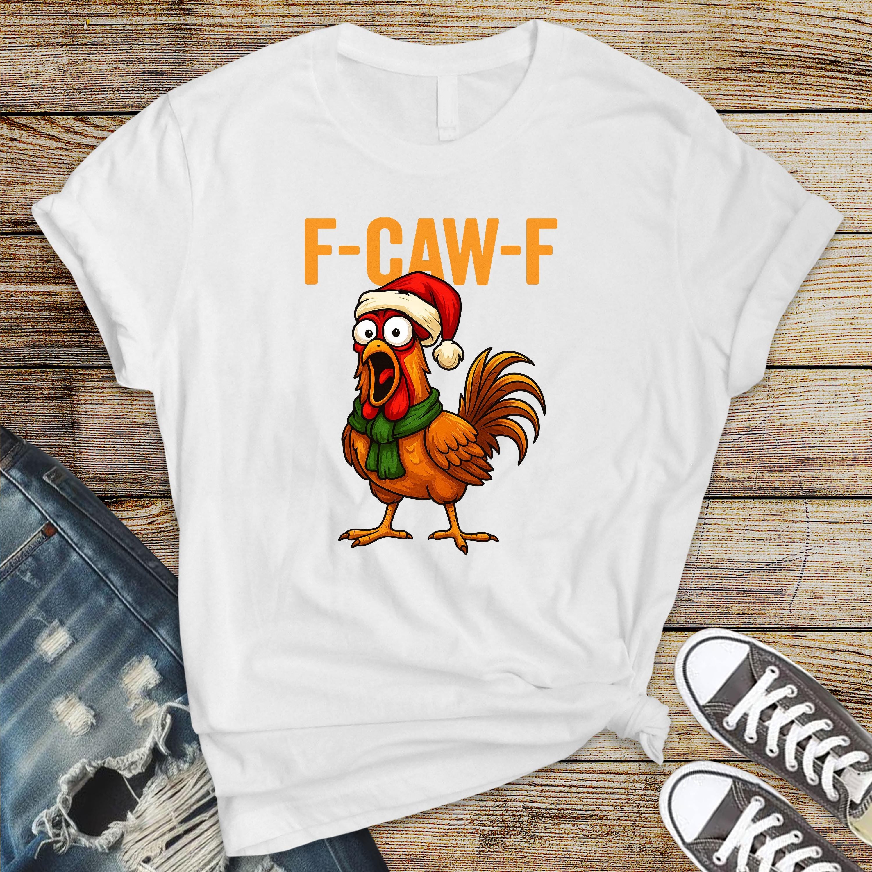 Christmas Shirt - F-Caw-F Funny Chicken Unisex Graphic Tee: Tracked UK Shipping