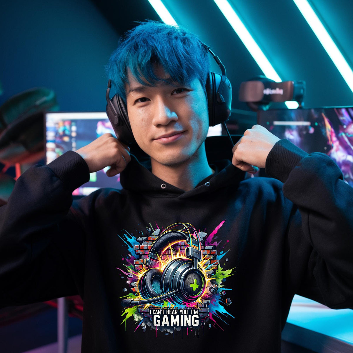 Personalised Gamer Hoodie - Headphones Design - Adult & Child Sizes - Christmas Gift - Add Gamer Tag Option