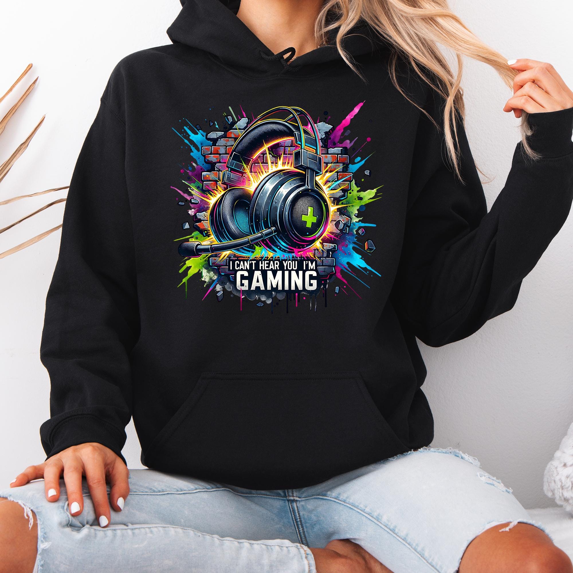Personalised Gamer Hoodie - Headphones Design - Adult & Child Sizes - Christmas Gift - Add Gamer Tag Option