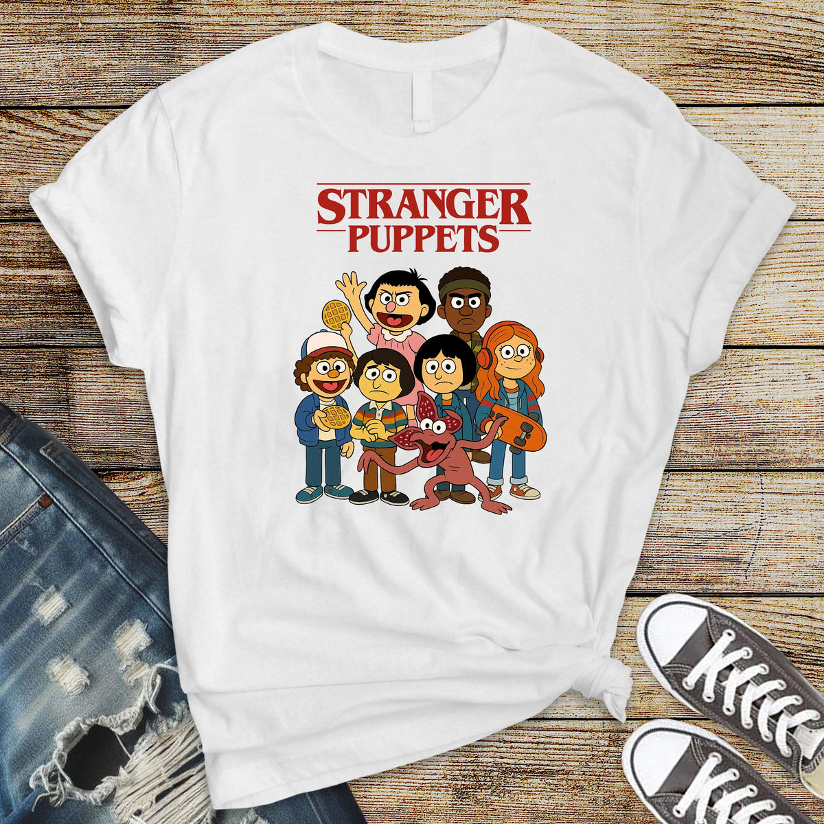 Stranger Puppets T-Shirt: Cult TV Parody, Fast UK Tracked Post