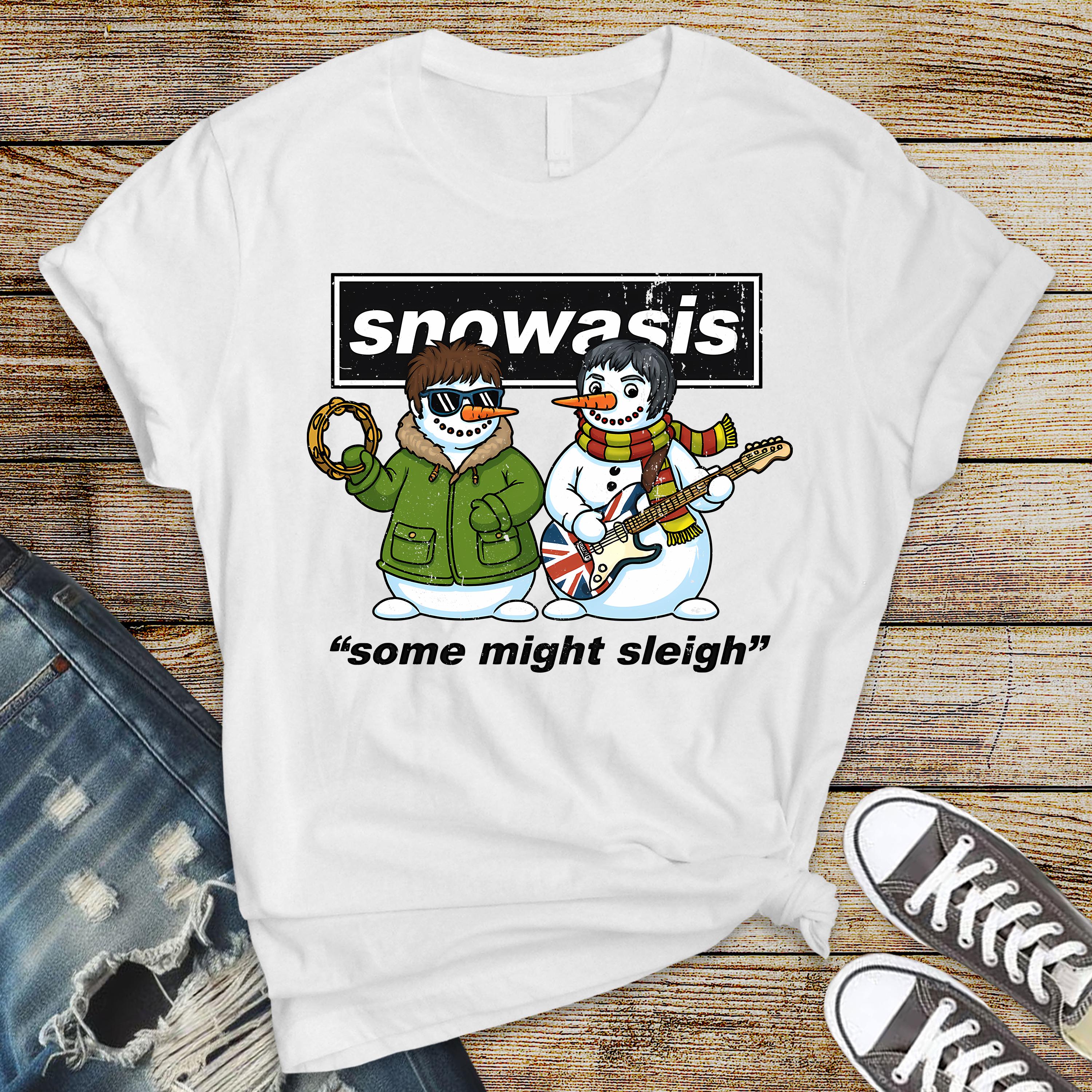 Funny Christmas Snowasis Music T-Shirt - UK Postage