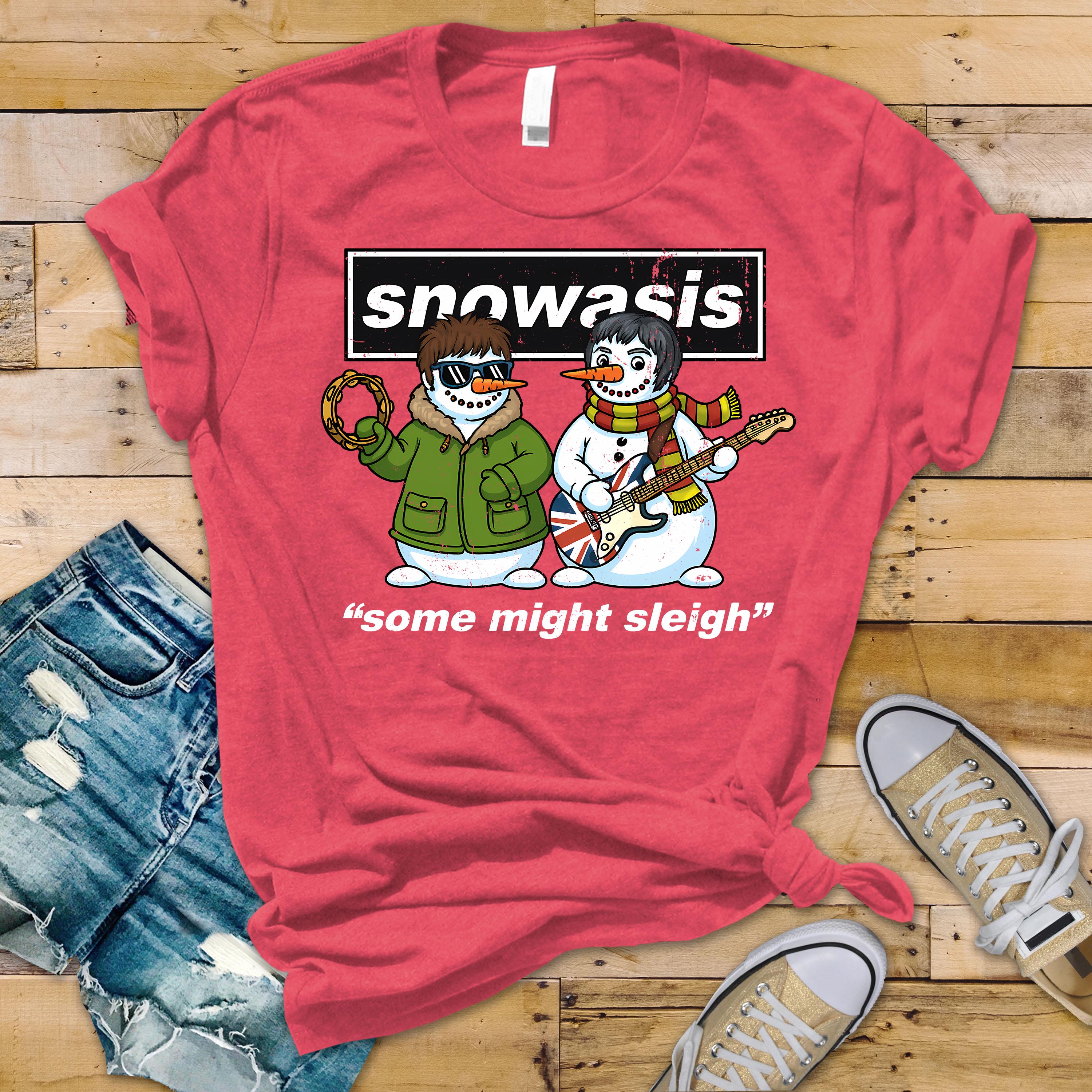Funny Christmas Snowasis Music T-Shirt - UK Postage