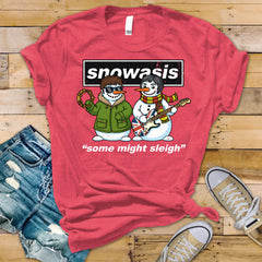 Funny Christmas Snowasis Music T-Shirt - UK Postage
