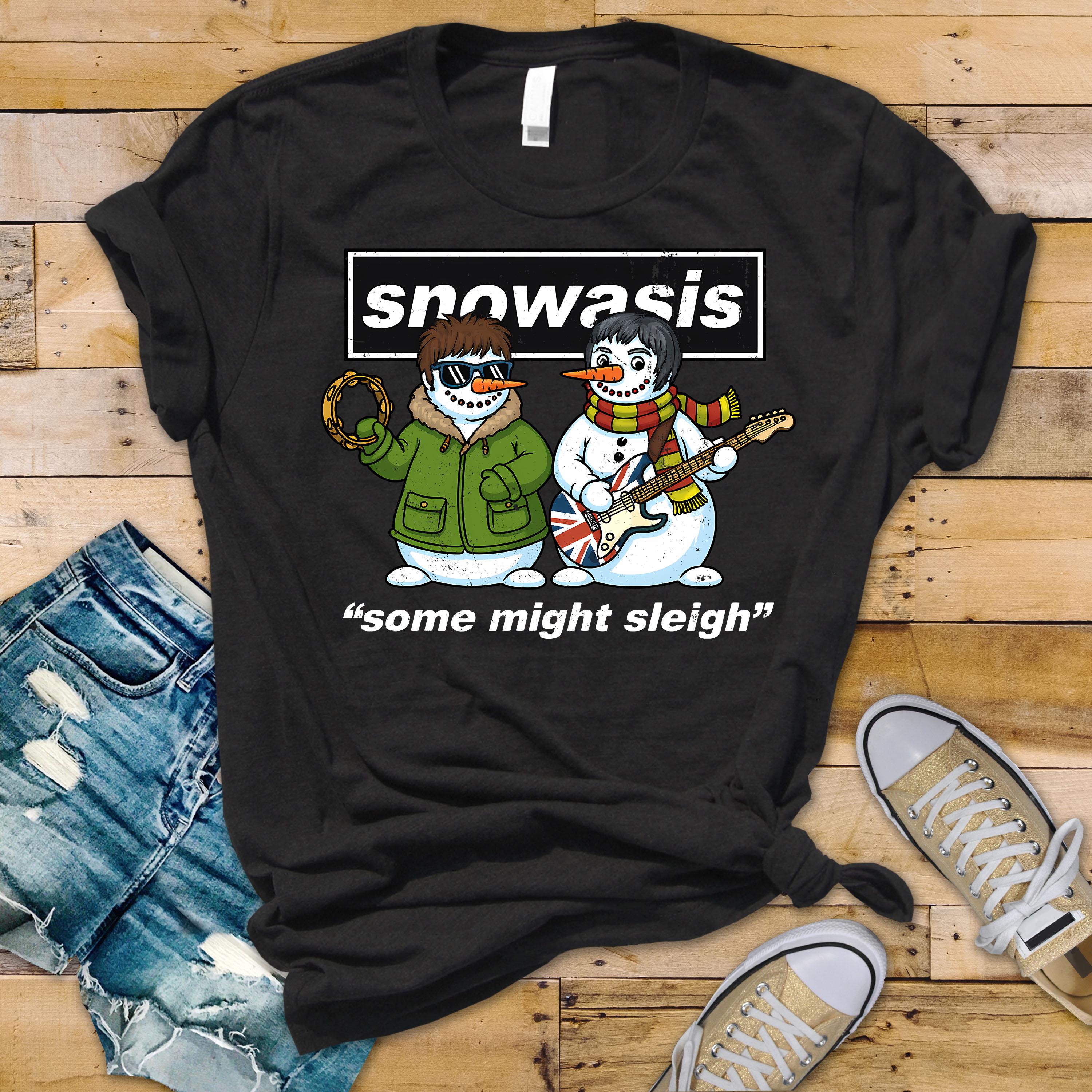 Funny Christmas Snowasis Music T-Shirt - UK Postage