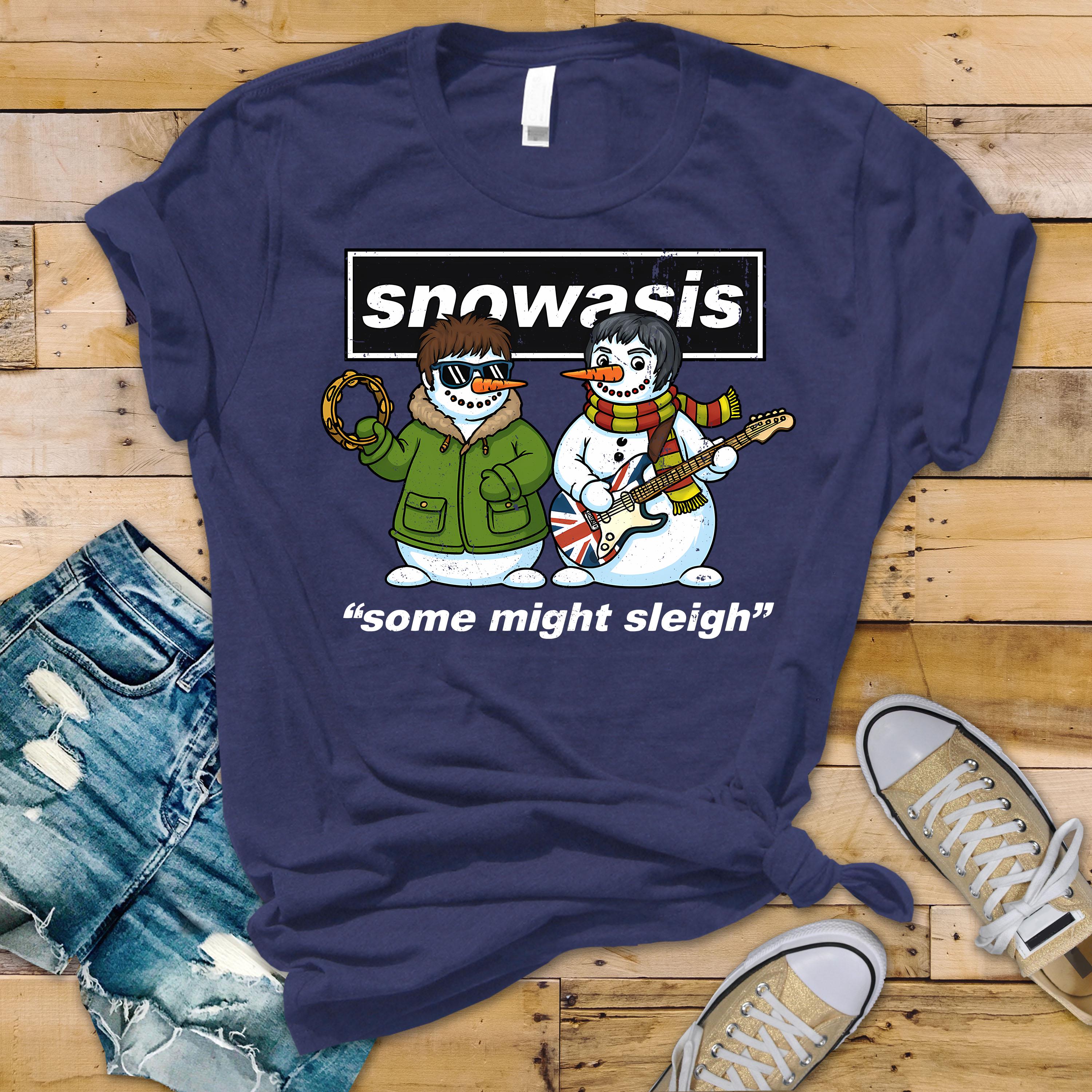 Funny Christmas Snowasis Music T-Shirt - UK Postage