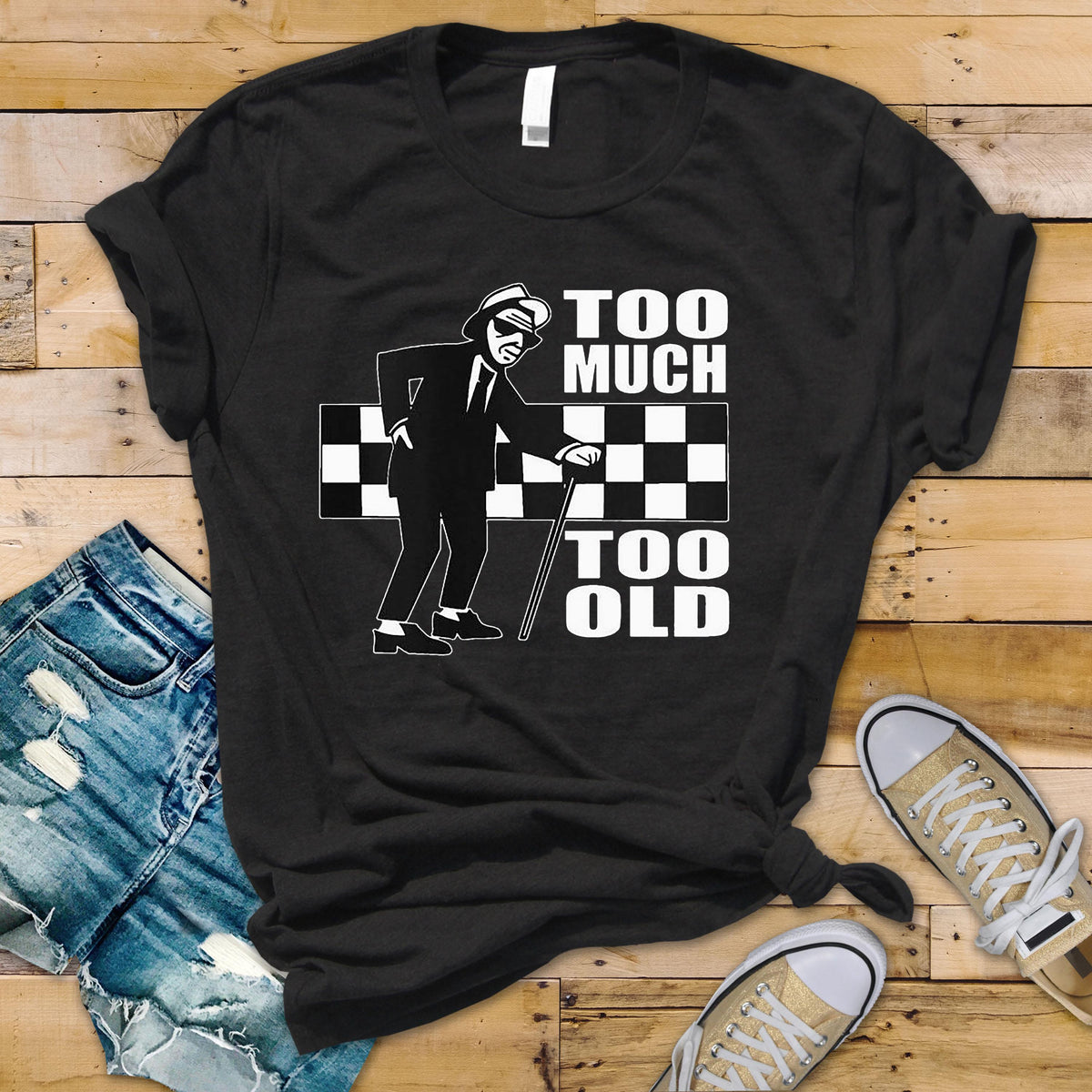 Ska Rude Boy T-Shirt: Too Much Too Old Graphic, Softstyle Cotton