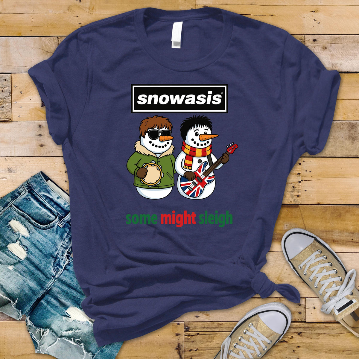 Funny Christmas Snowasis Brothers Music T-Shirt - UK Postage