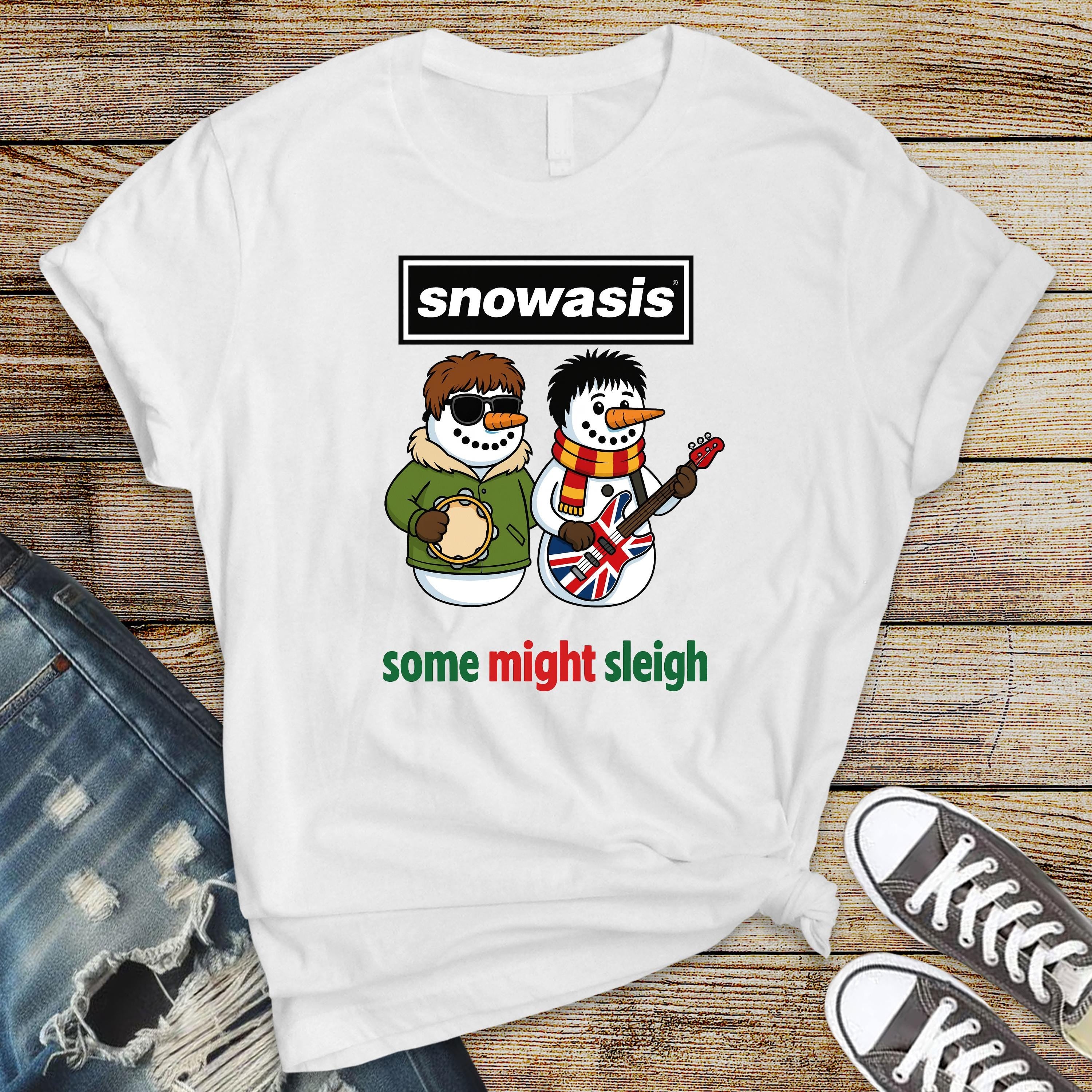 Funny Christmas Snowasis Brothers Music T-Shirt - UK Postage