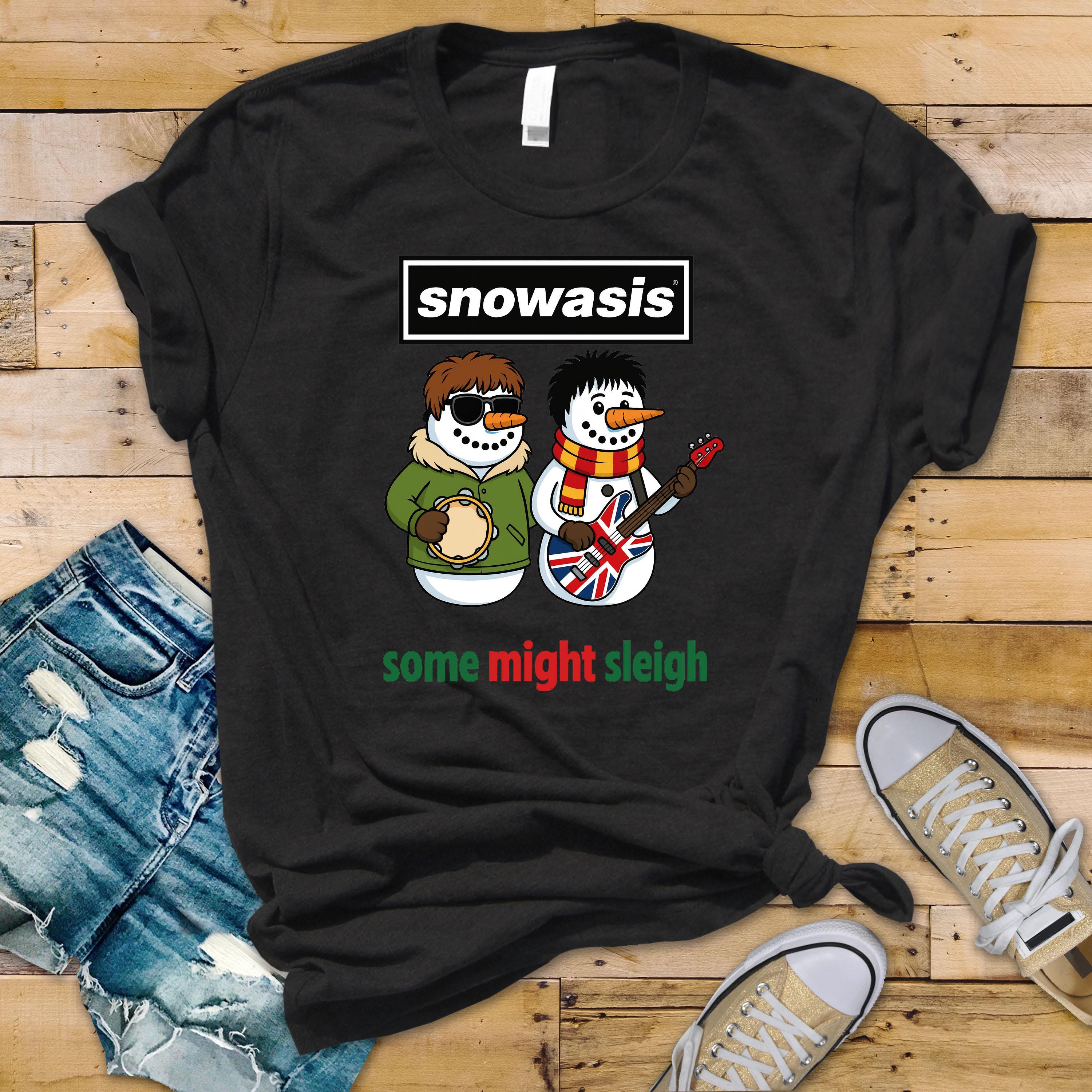 Funny Christmas Snowasis Brothers Music T-Shirt - UK Postage