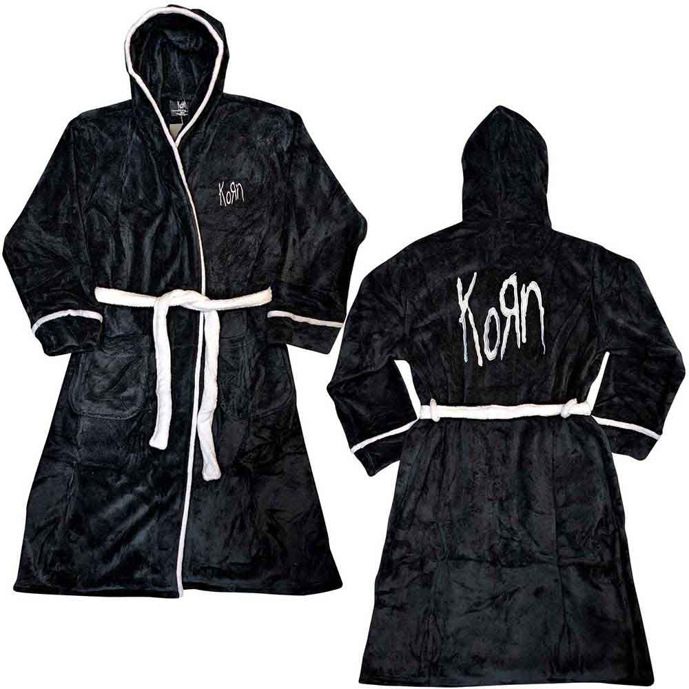 KORN UNISEX BATHROBE: LOGO (BLACK & WHITE) (BACK PRINT) - Licensed Product