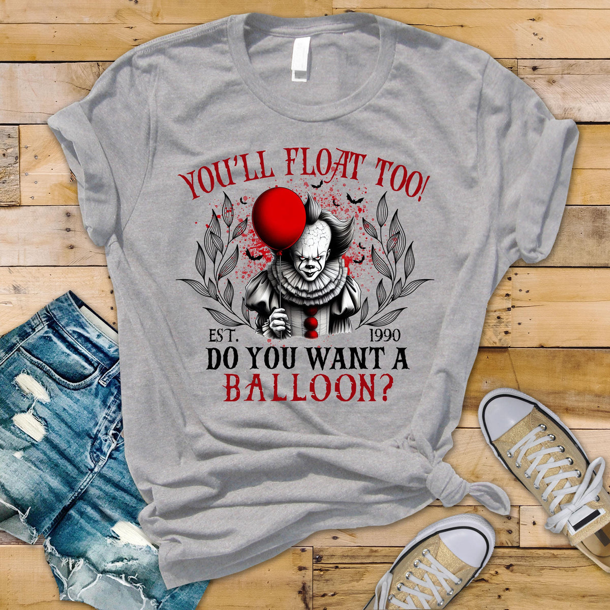 Horror T-Shirt: Funny "Do You Want a Balloon?" Graphic Tee