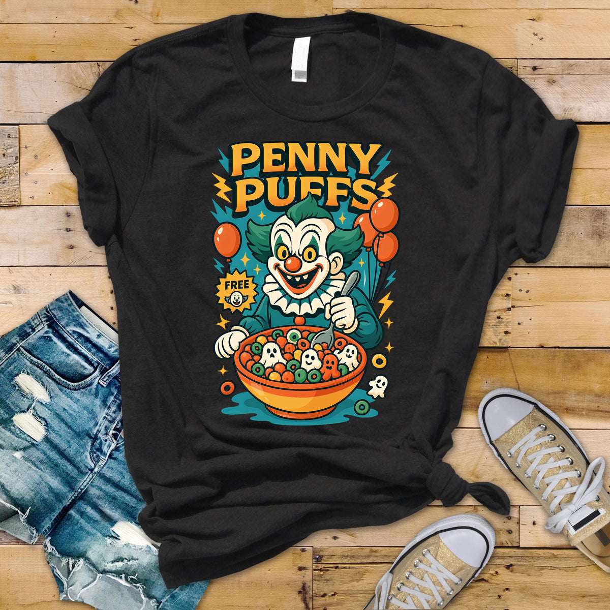 Horror T-Shirt: Penny Puffs Funny Graphic Tee - Fast UK Tracked Postage