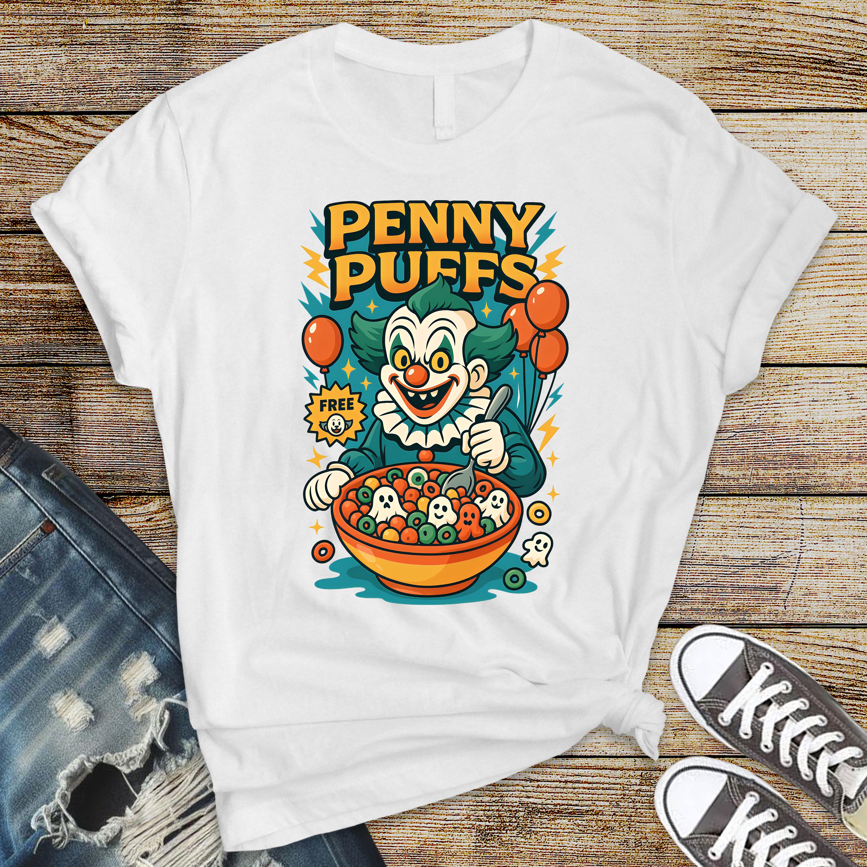 Horror T-Shirt: Penny Puffs Funny Graphic Tee - Fast UK Tracked Postage