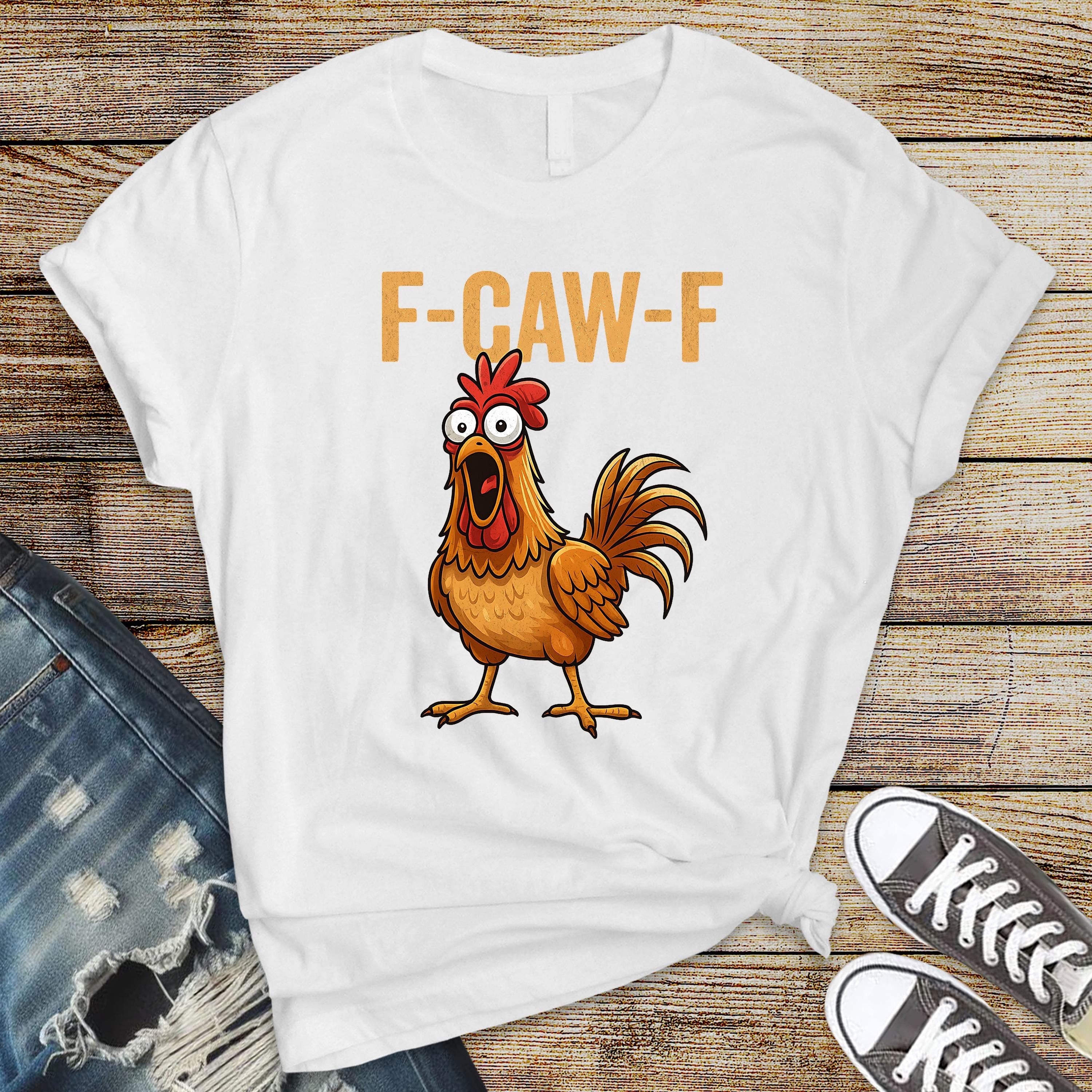 F-Caw-F Funny Chicken Unisex Graphic Tee: Tracked UK Shipping