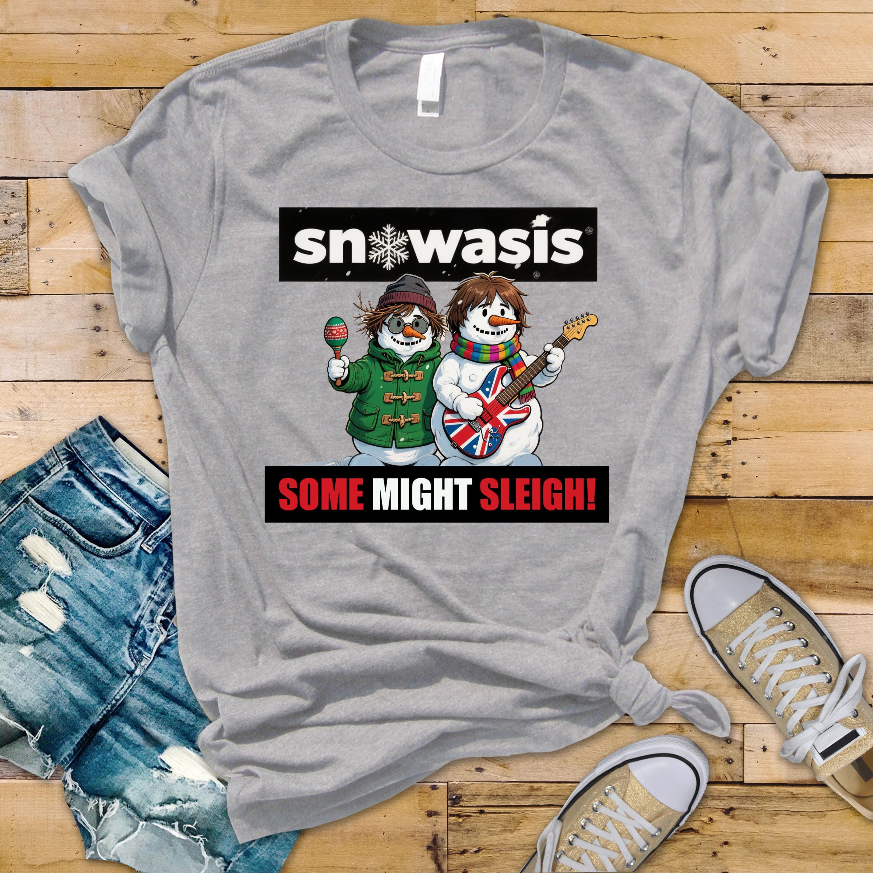 Funny Christmas Snowasis Music T-Shirt - UK Postage