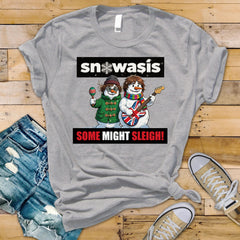 Funny Christmas Snowasis Music T-Shirt - UK Postage