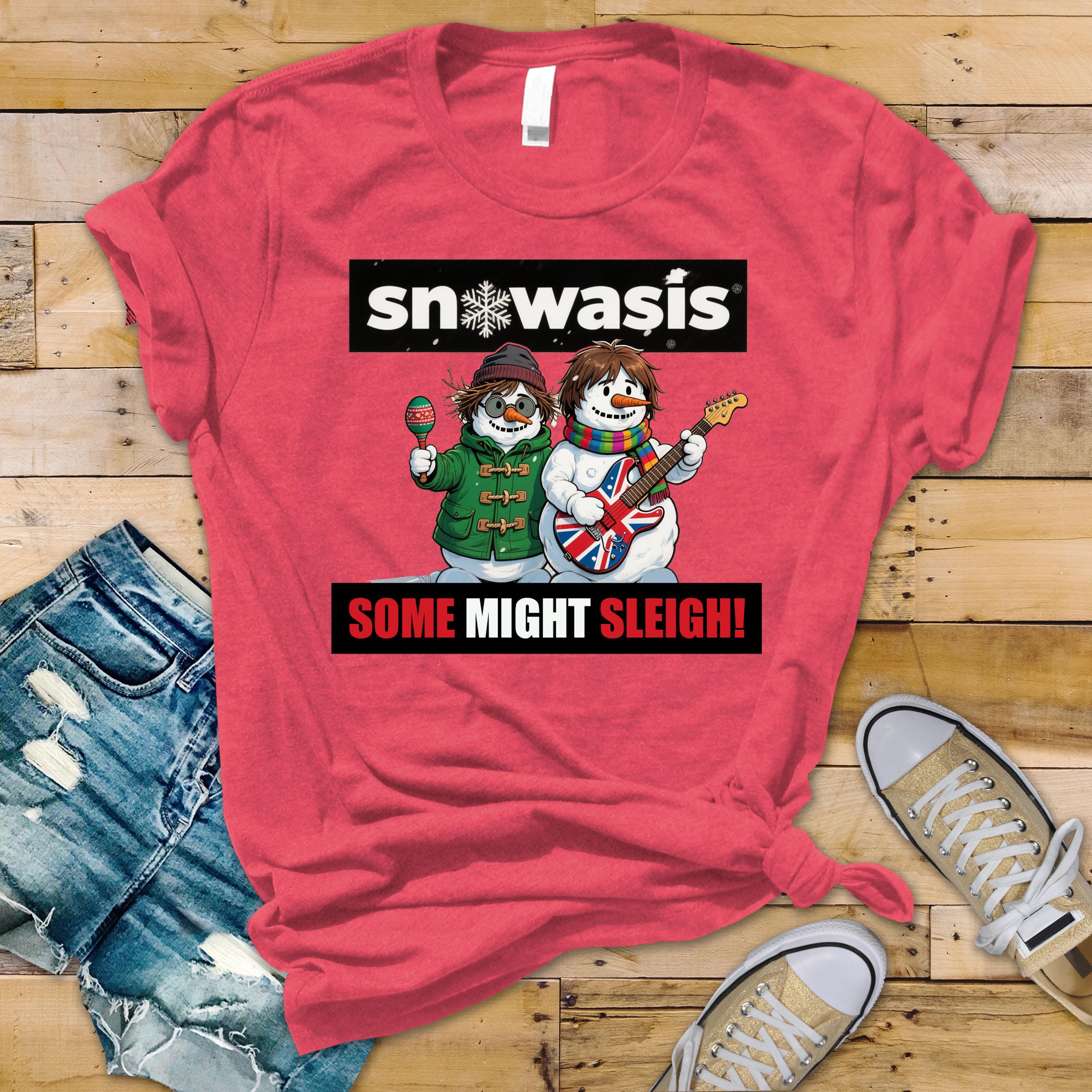 Funny Christmas Snowasis Music T-Shirt - UK Postage