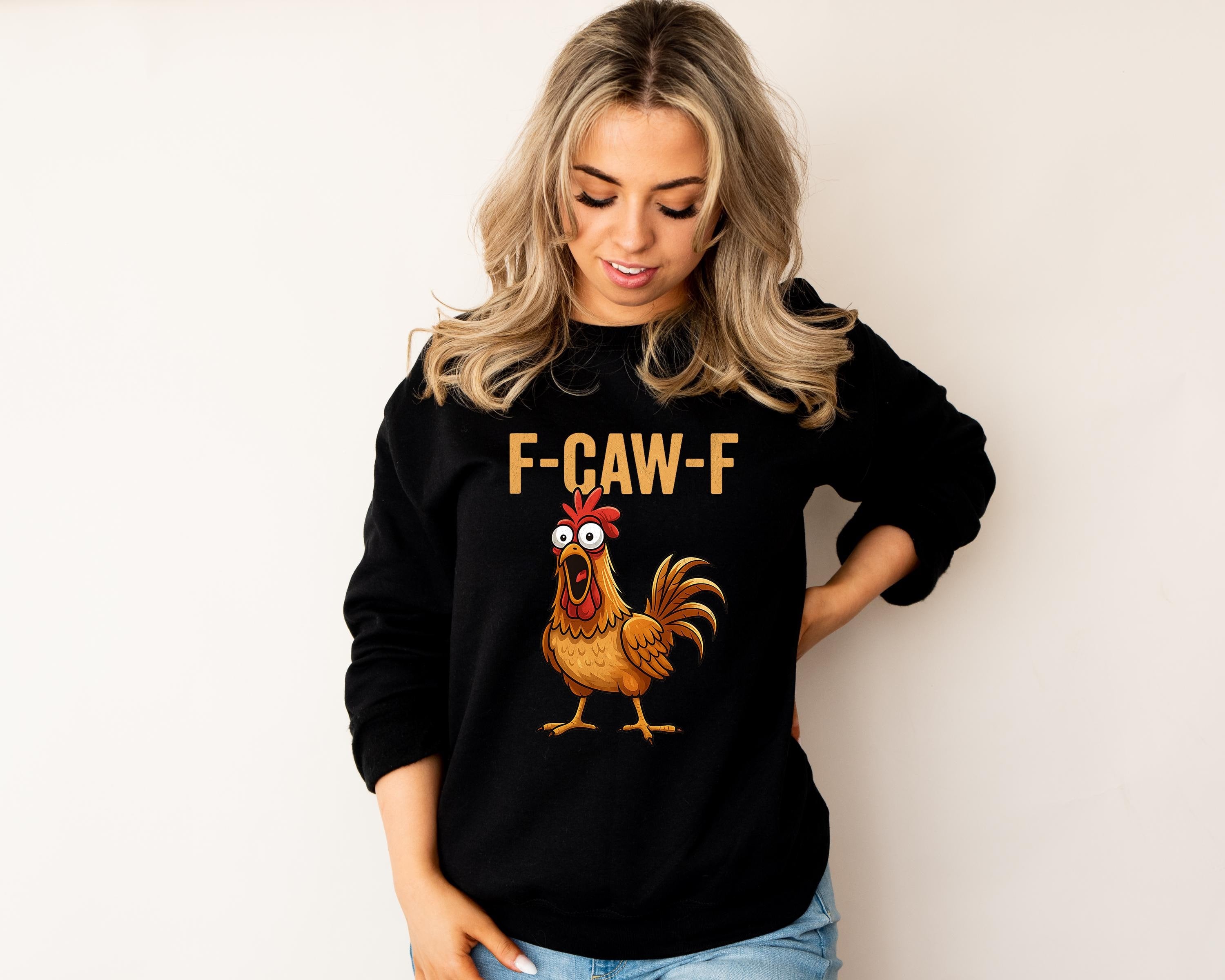 F-Caw-F Funny Chicken Sweatshirt - Unisex Heavyweight Jumper