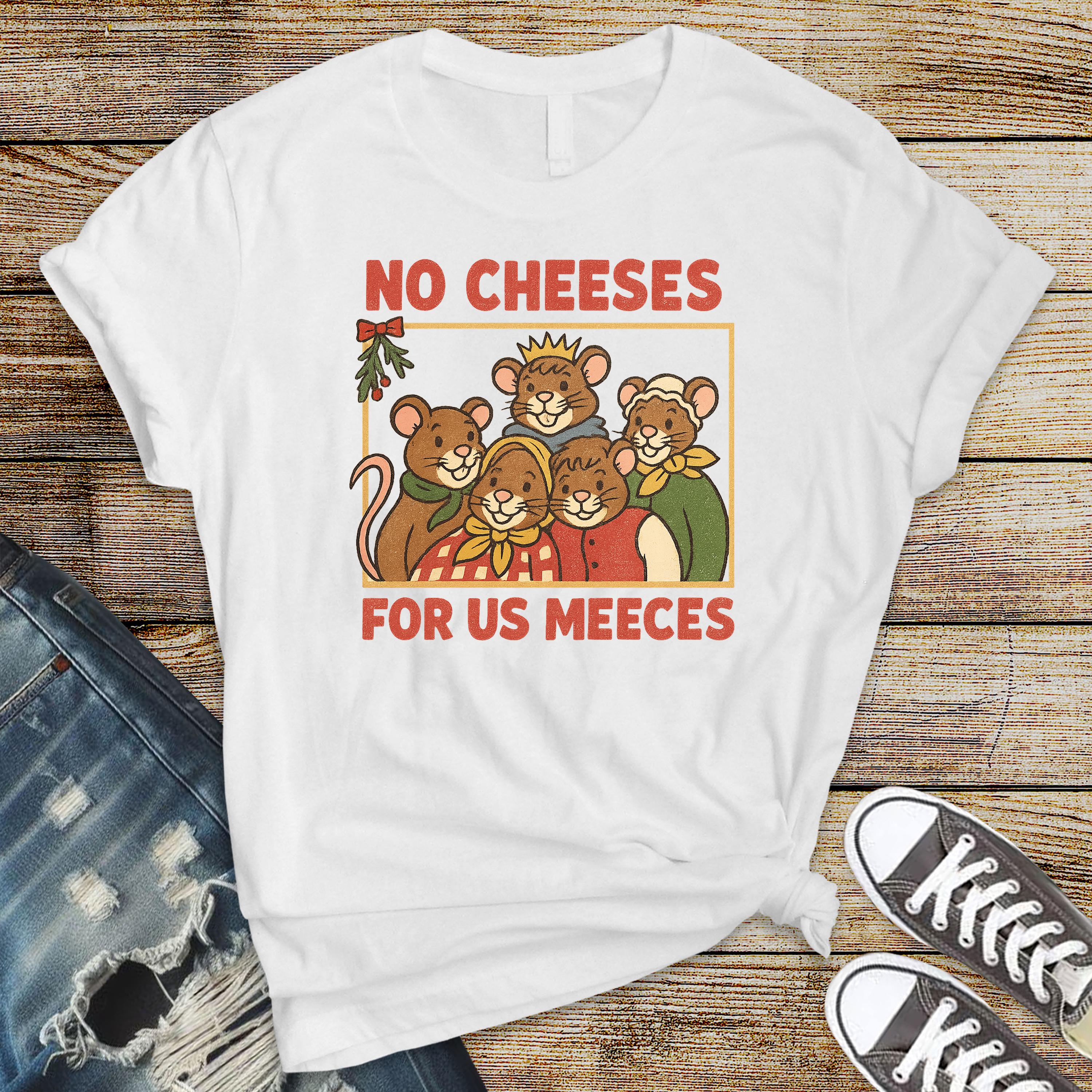 Christmas Shirt - No Cheeses for us Meeces Design, Unisex Softstyle