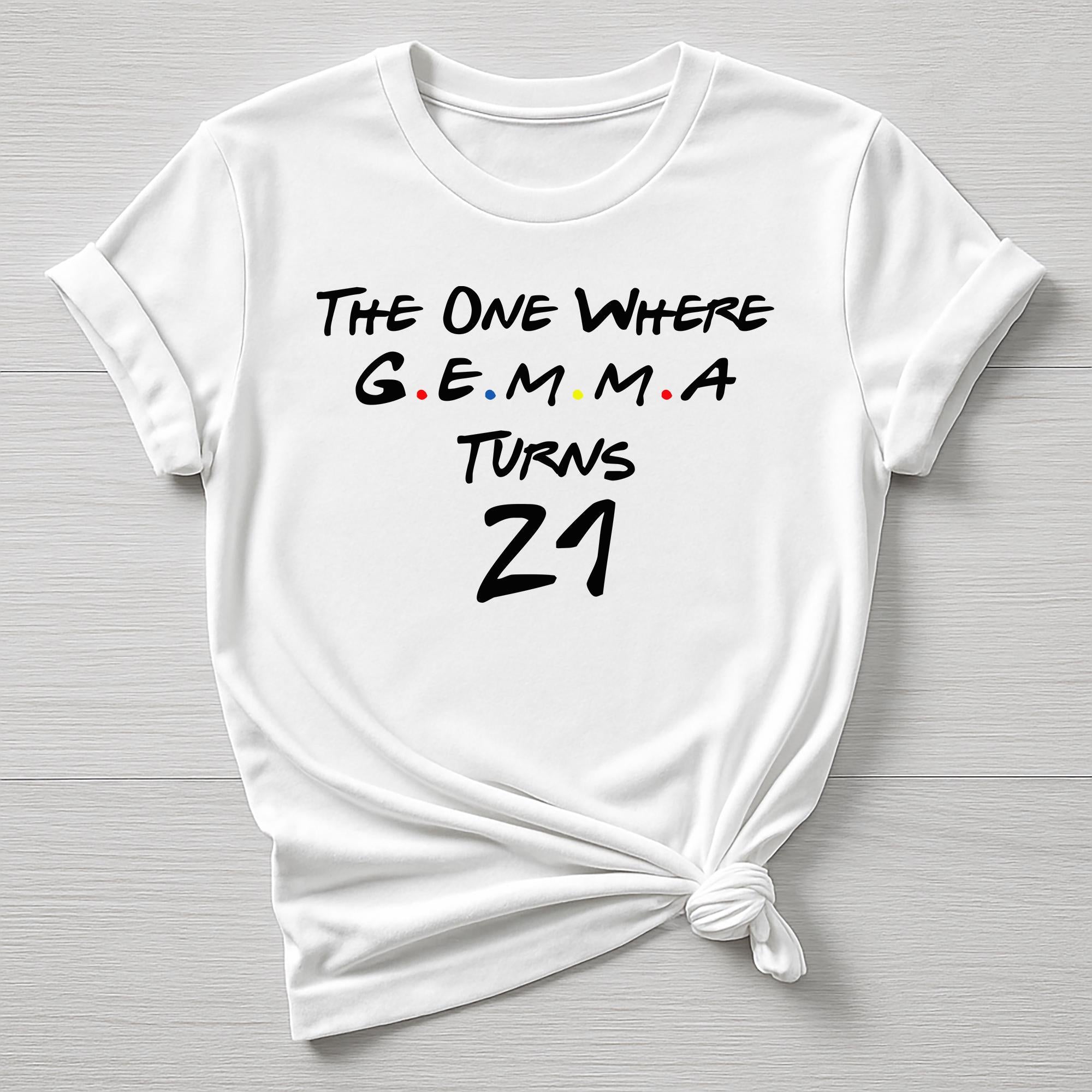 Personalised Birthday T-Shirt - The One Where 'Name' Turns Any Age , 18,21,30,40,50,60, etc - Gildan Softstyle