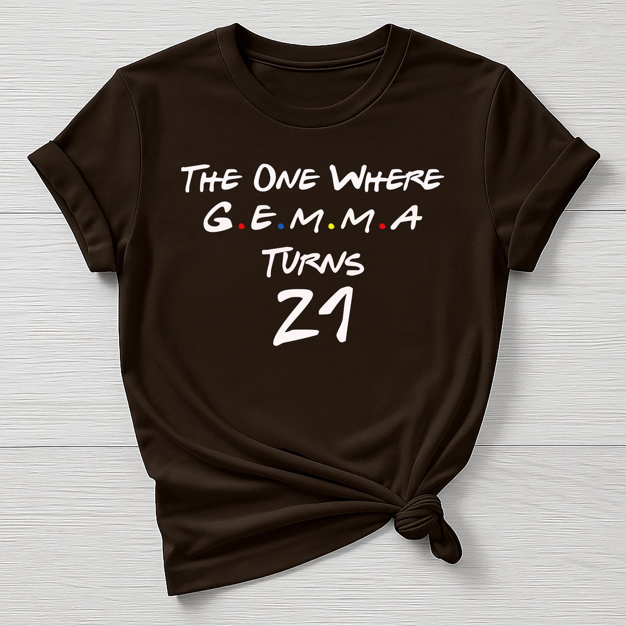 Personalised Birthday T-Shirt - The One Where 'Name' Turns Any Age , 18,21,30,40,50,60, etc - Gildan Softstyle
