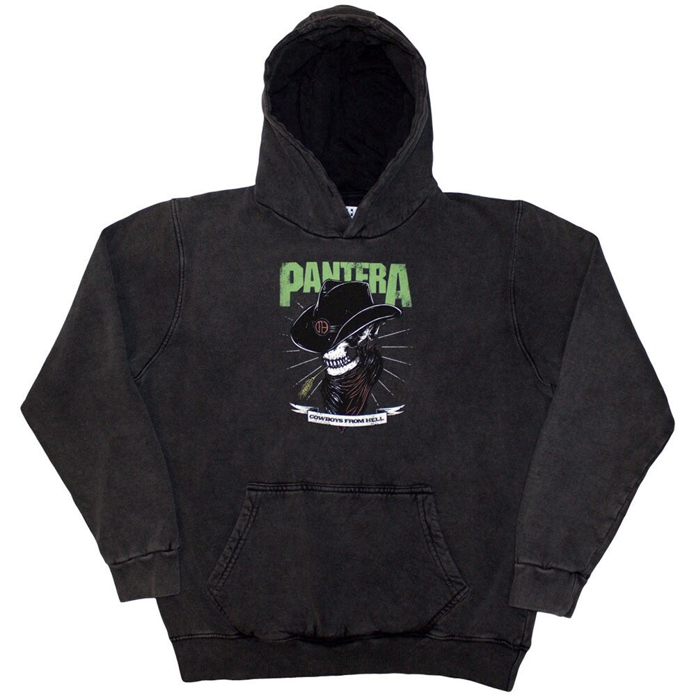 PANTERA OFFICIAL STONE WASH PULLOVER HOODIE: SKELETON COWBOY SIZE SMALL