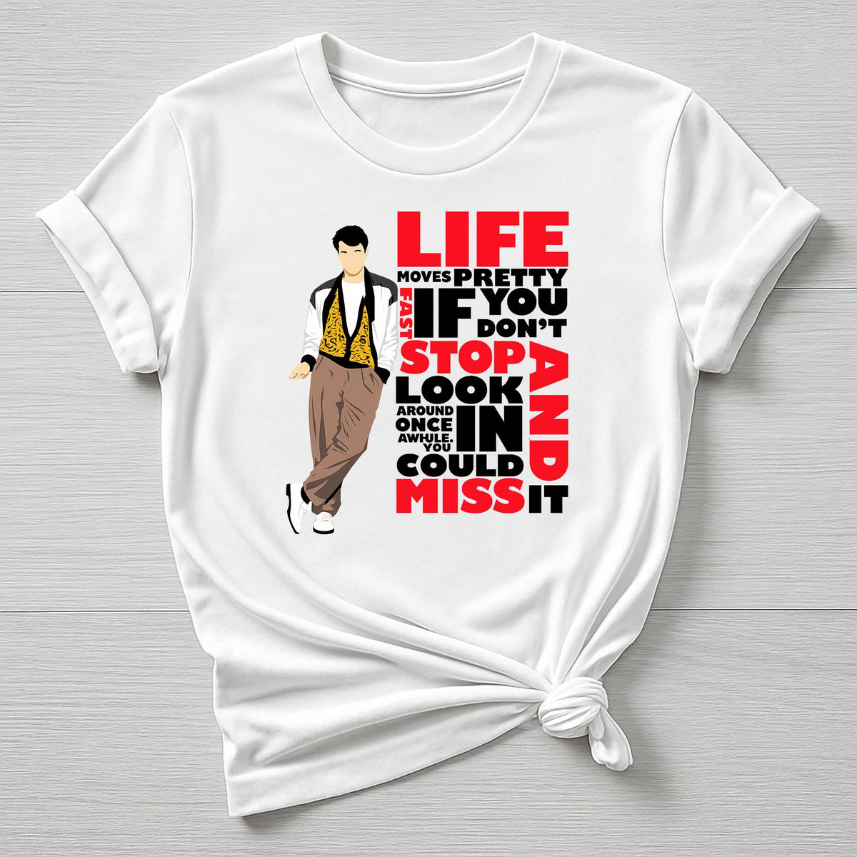 80s Movie Parody T-Shirt – Life Moves Pretty Fast Design - Fast Post