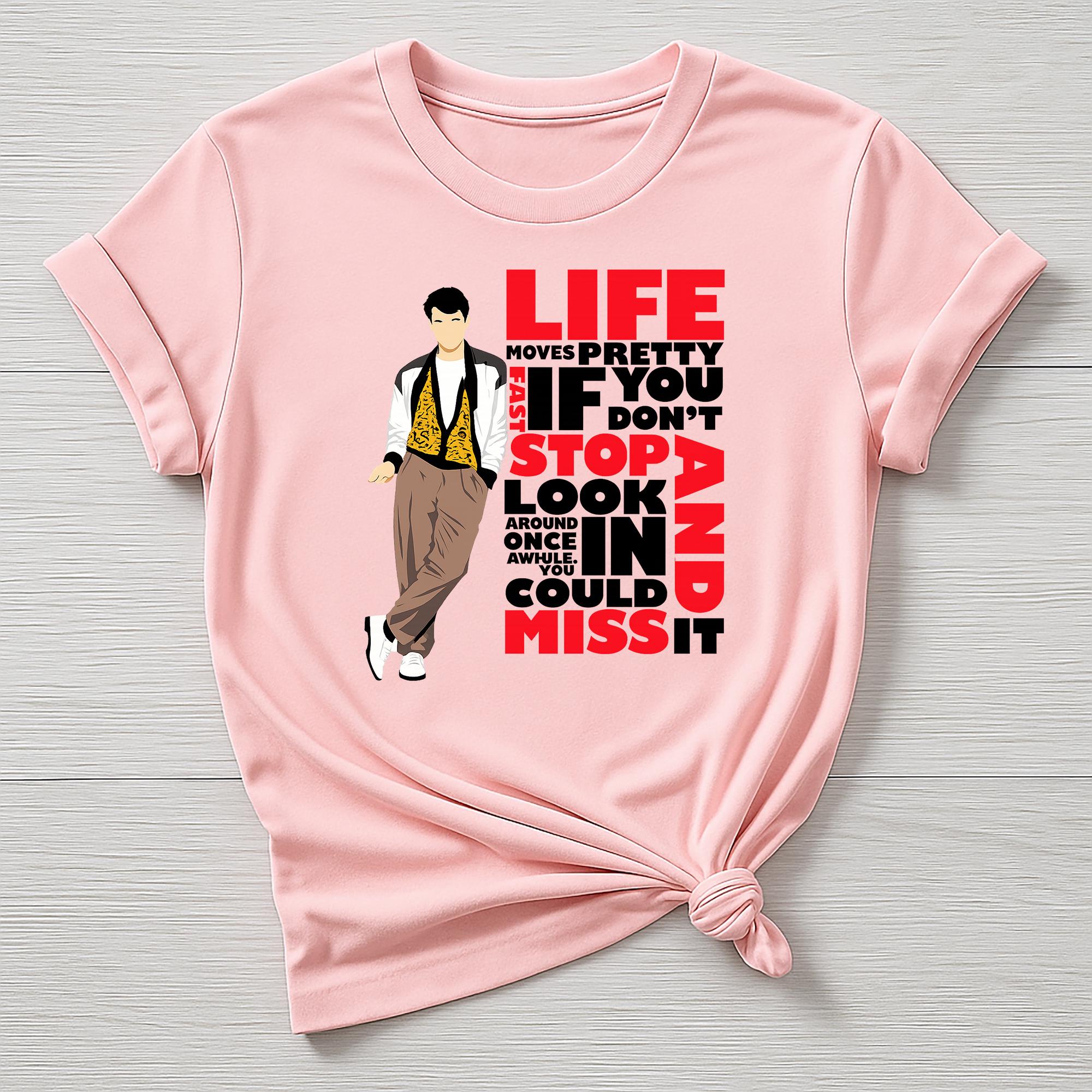 80s Movie Parody T-Shirt – Life Moves Pretty Fast Design - Fast Post
