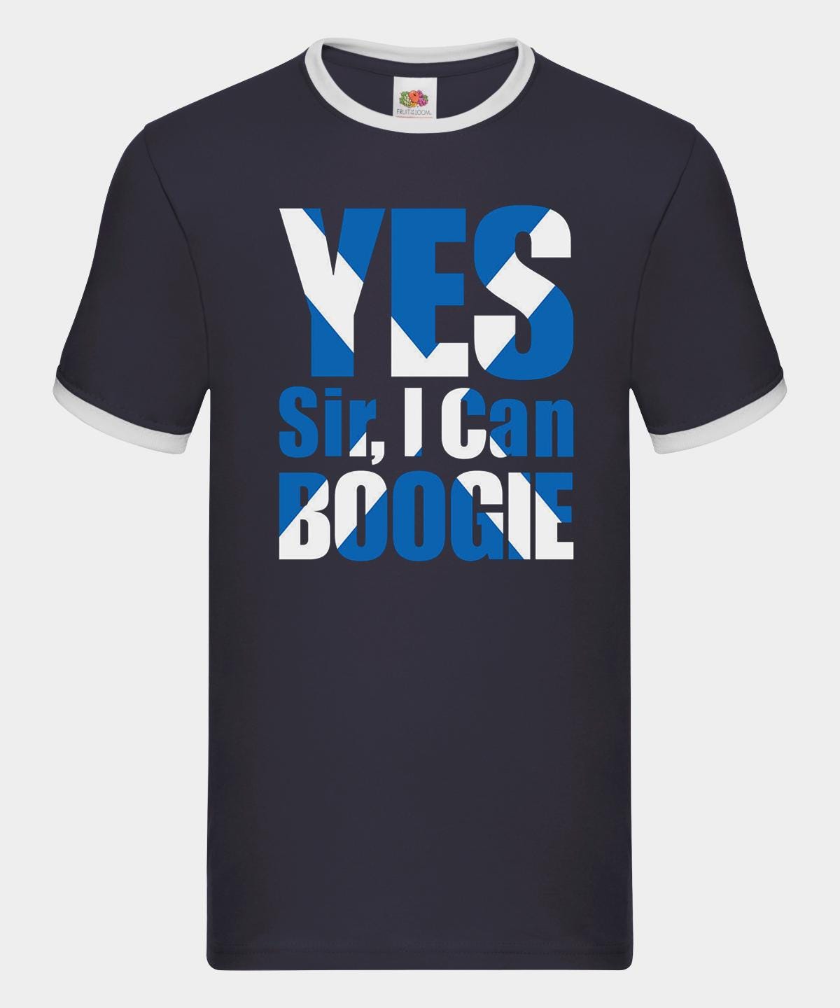 Scotland World Cup Football T-Shirt : Yes Sir I can Boogie Flag Design - Ringer Style
