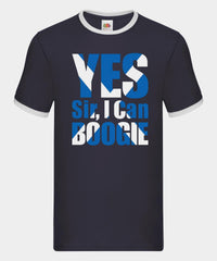 Scotland World Cup Football T-Shirt : Yes Sir I can Boogie Flag Design - Ringer Style