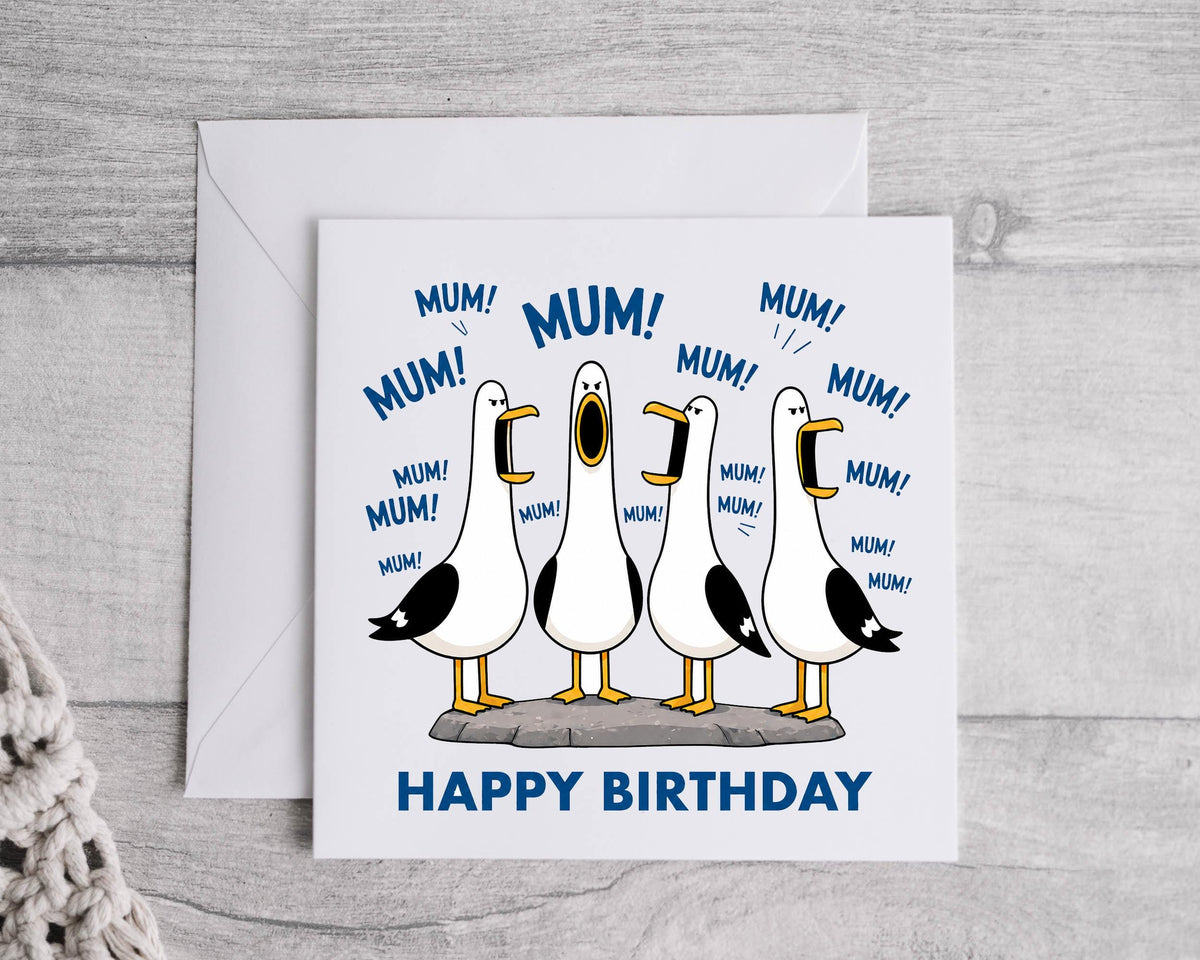 Mum Birthday Card -  Funny Seagulls Design