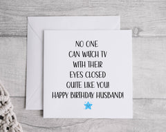Husband Birthday Card - Eyes Closed Design - Fast Free Postage