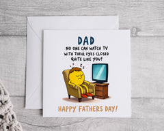 Fathers Day Card - TV Eyes Closed Design