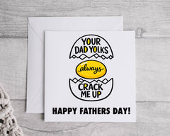 Fathers Day Card - Dad Yokes Egg Design with Fast Free UK Post