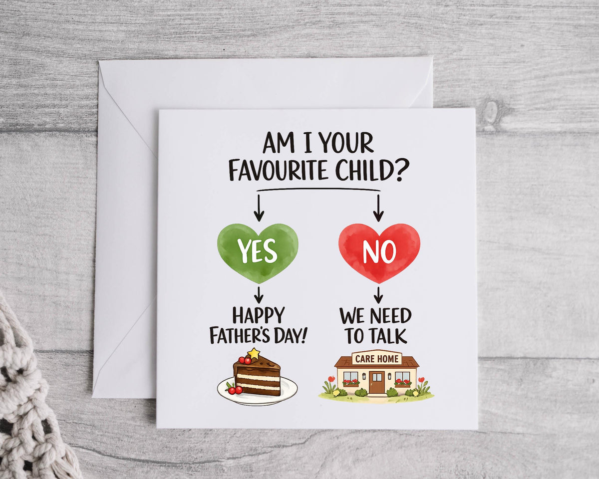 Fathers Day Card - Favourite Child Design with Fast Free UK Post
