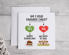 Fathers Day Card - Favourite Child Design with Fast Free UK Post