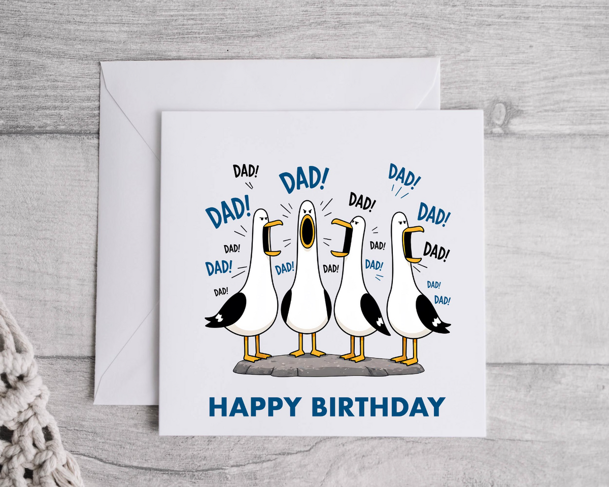 Dad Birthday Card - Seagulls Design with Fast Free UK Post