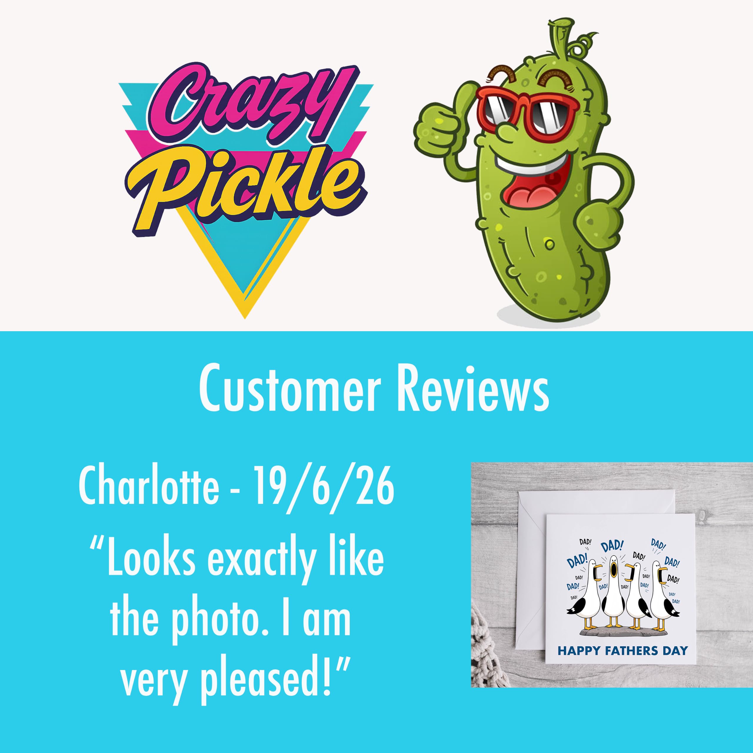 Crazy Pickle 50th Birthday Card: Seagull Design