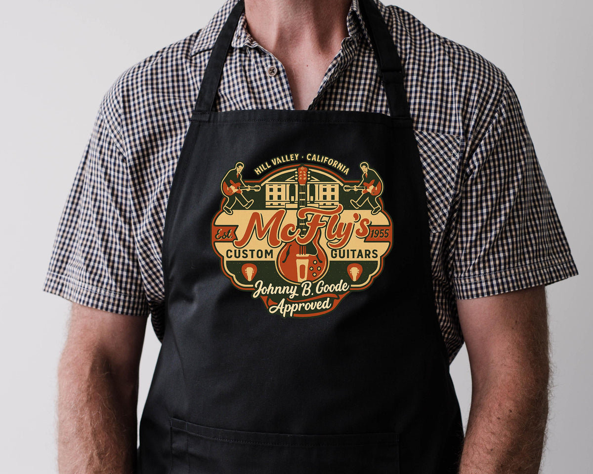 Movie Apron - McFlys Guitars Design on Choice of Colours