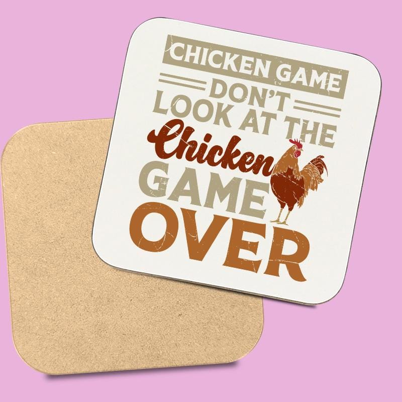 Chicken Game Mug - Don't Look at the Chicken Sign Design - Fast Free Tracked UK Post!